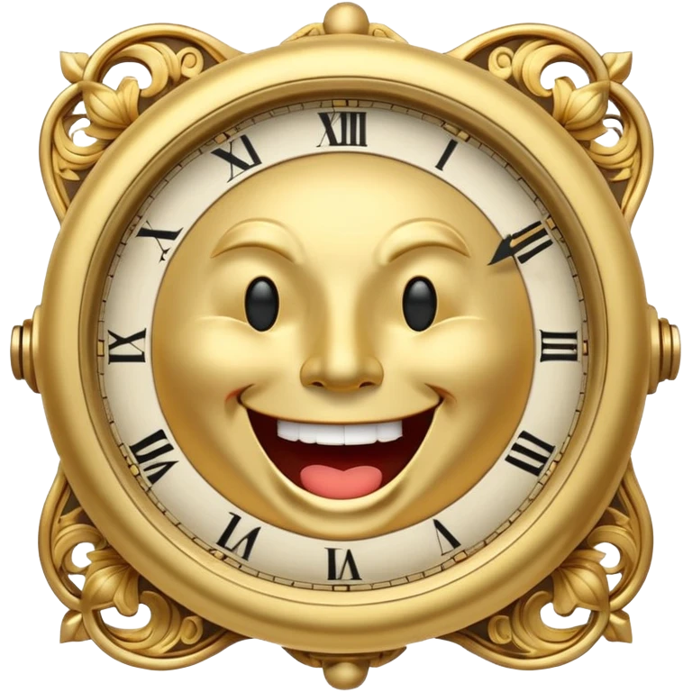 a clock with a face laughing extremely emoji