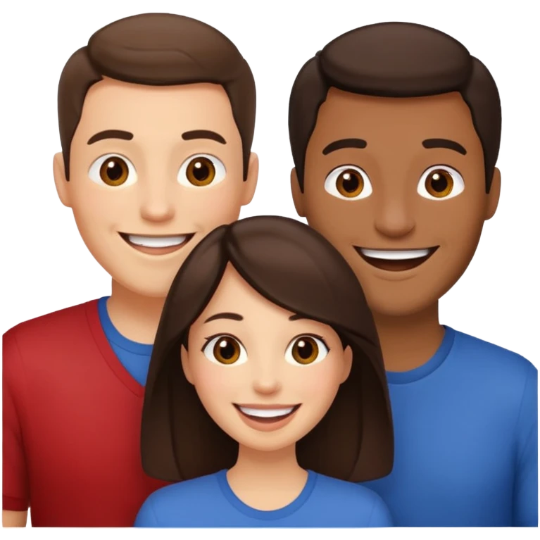 Un trouple deux hommes une femme brune qui sont tous ensemble  emoji