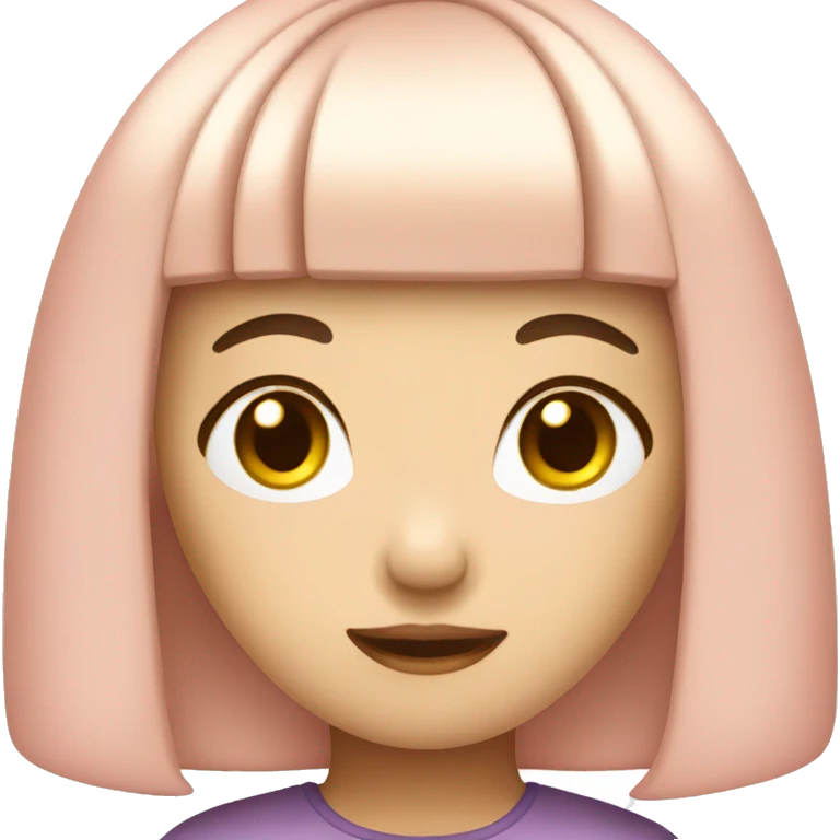 A cute Asian girl with bob hair and pink cheeks emoji