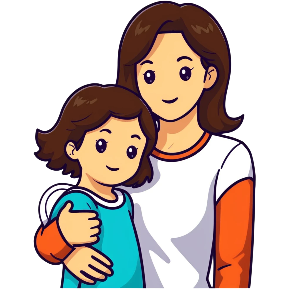 mother and daughter with brunette hair emoji