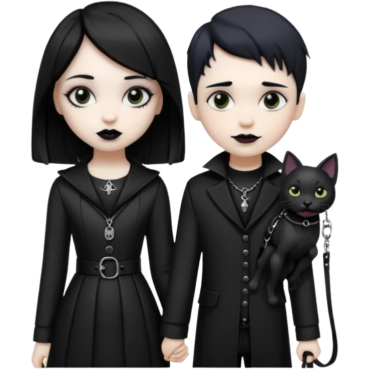 Fille Gothique qui tien un garçon en laisse emoji