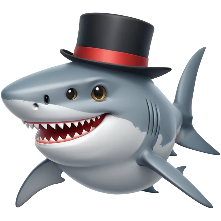 Shark with a top hat emoji