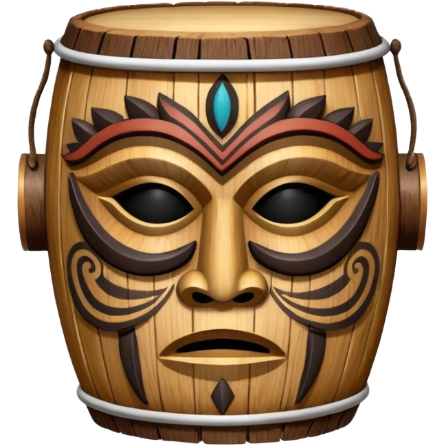 Drum Mask – Mask shaped with drum top, tribal style. emoji