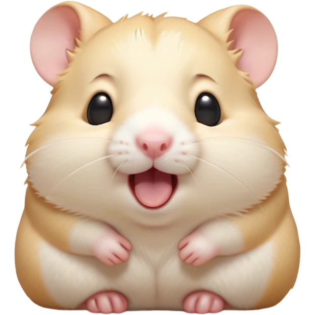 Cinematic Cute Yawning Cream Hamster Portrait Emoji, Head tilted slightly with a dramatic, wide-open yawn, showcasing a soft, pristine cream coat with tiny droopy ears, round dark eyes barely open in drowsy contentment, Simplified yet irresistibly adorable features, highly detailed, glowing with a soft, cozy glow, high shine, relaxed yet expressive, stylized with a touch of whimsy, bright and endearing, soft glowing outline, capturing the essence of a sleepy yet affectionate hamster, so drowsy it feels like it could stretch out of the screen and curl up for a nap! emoji