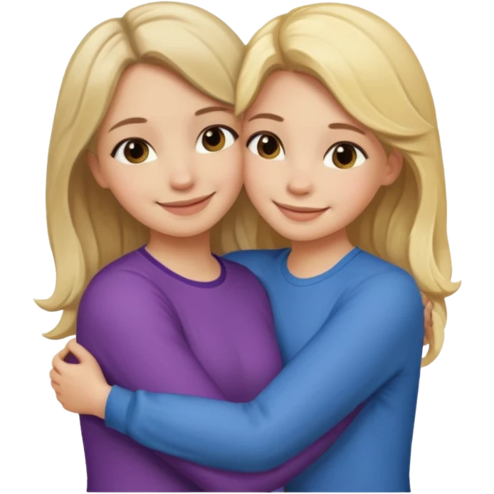 Make me and my friend hug (blonde girl and brunette girl) emoji