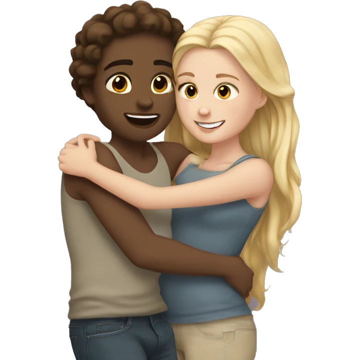 White Girl hugs white girl emoji