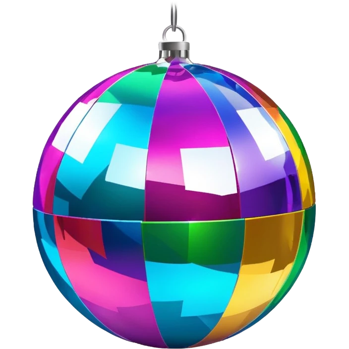 emoji: shiny disco ball with salesmail logo and streamers for New Year's emoji