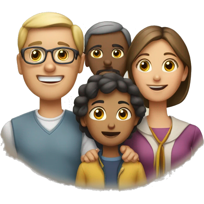 familia papa, mama, 2 hermanos y 1 hermana emoji