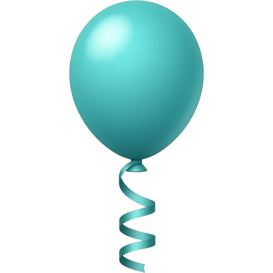 TURQUOSE BALLOON WITH STRREAMER emoji