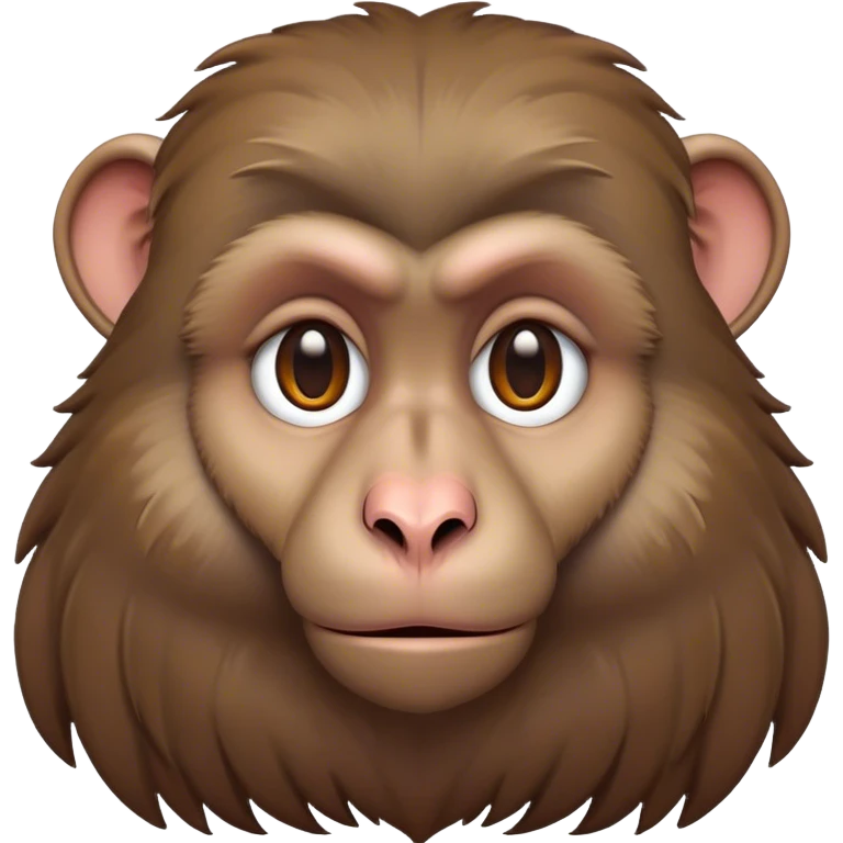 Cinematic Noble Baboon Portrait Emoji, Poised and regal, with a robust, muscular build and a richly textured Fur of earthy browns, deep-set soulful eyes with a mischievous glint, Simplified yet sharp and sophisticated features, highly detailed, glowing with a warm, dignified glow, high shine, intelligent and bold, stylized with an air of untamed urban majesty, focused and attentive, soft glowing outline, capturing the essence of a watchful and confident primate, so majestic it feels as though it could stride out of the screen with effortless authority! emoji