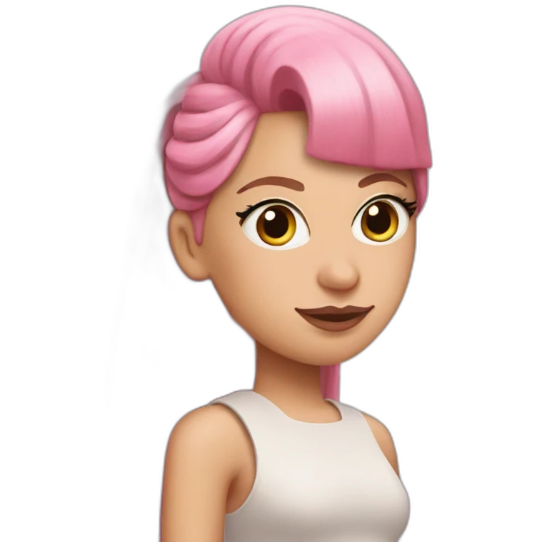 lady gaga with a large pink straight-haired ponytail emoji