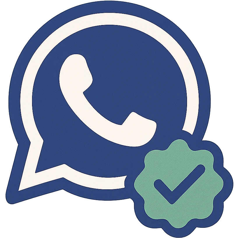 WhatsApp verified icon, green checkmark badge, modern, minimal, suitable for app UI emoji