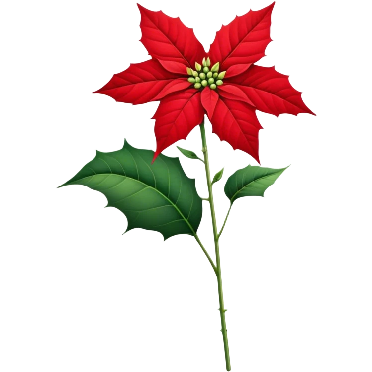 single Poinsettia flower, stem emoji