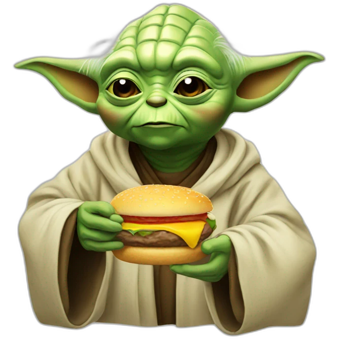 Yoda eating burgers emoji