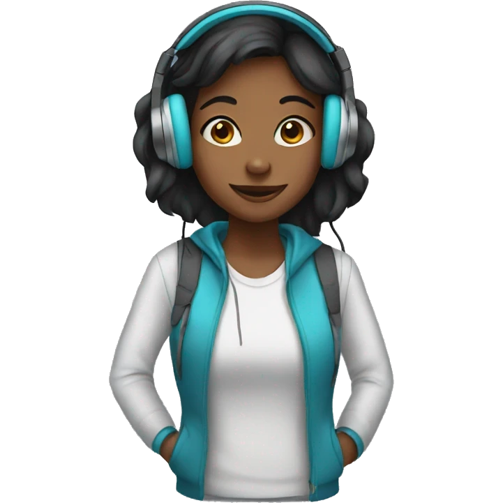 Girls with headphones  emoji