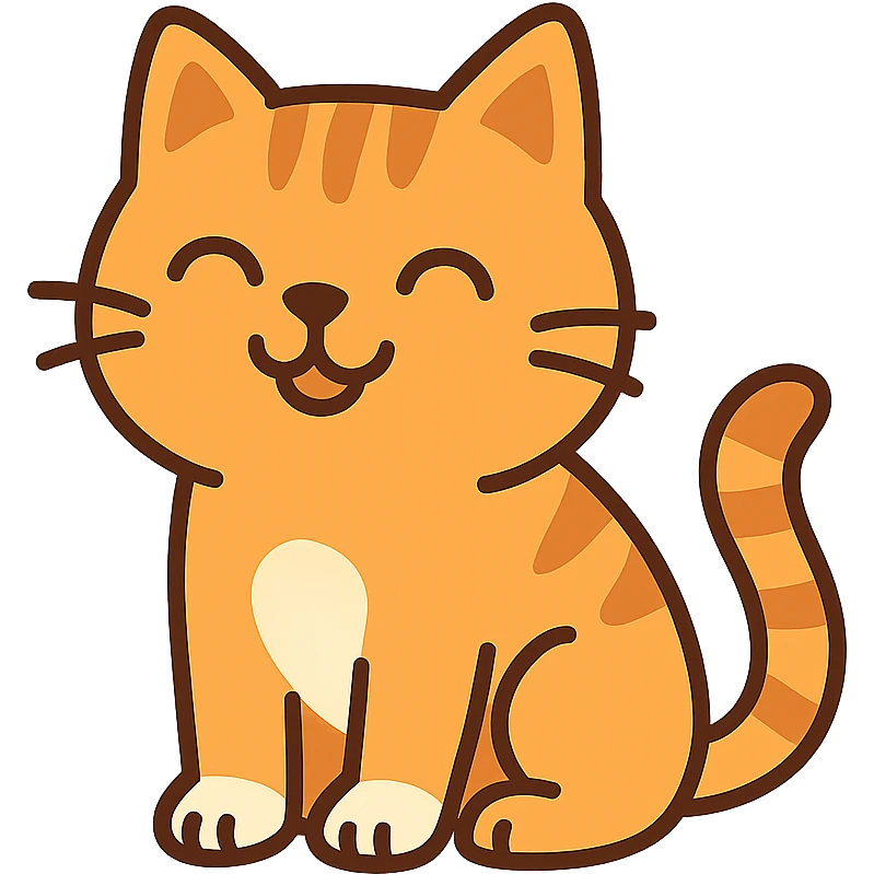 flat toon style happy cat emoji