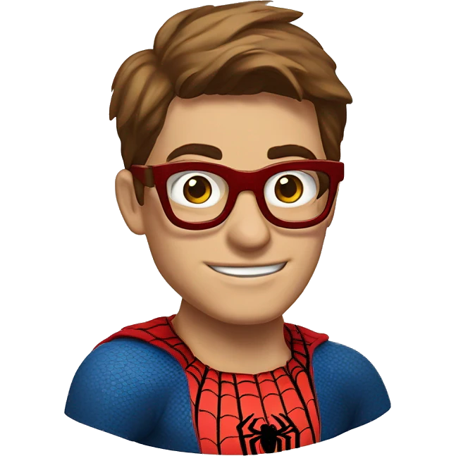spider-man wearing nerd glasses over spider-man mask emoji