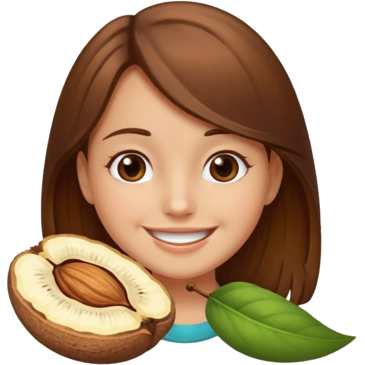 brown haired girl on a cheatnut hporse smiling' emoji