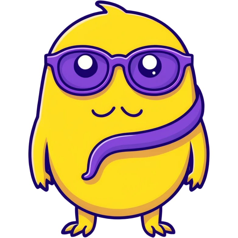 yellow monster with a big nostril wearing black glasses emoji