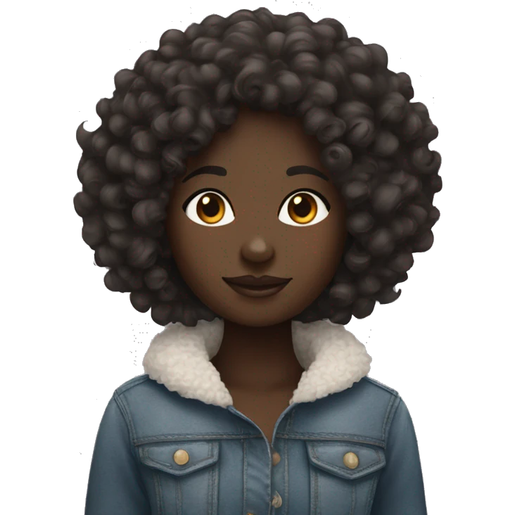 Curly dark skin girl with poodle emoji