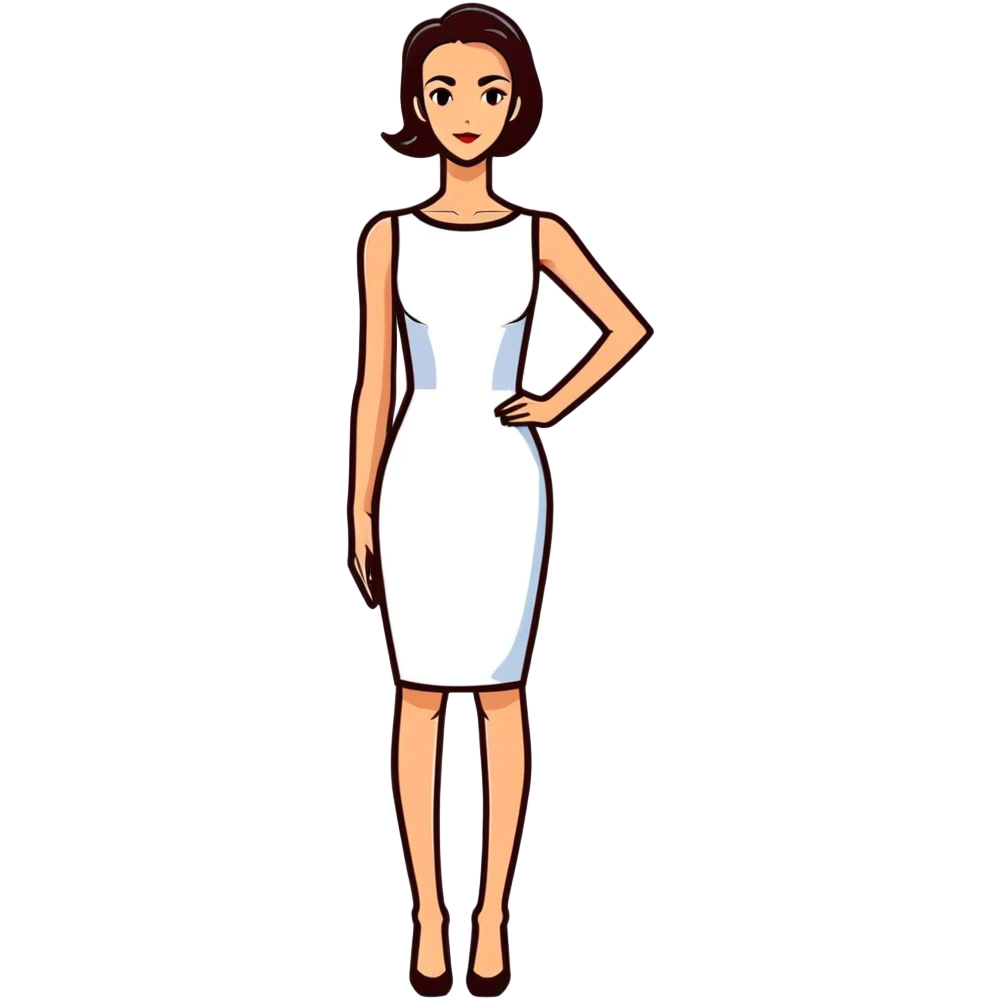 Tall slender woman with elongated arms and legs, sharp angular facial features with high cheekbones and defined jawline emoji