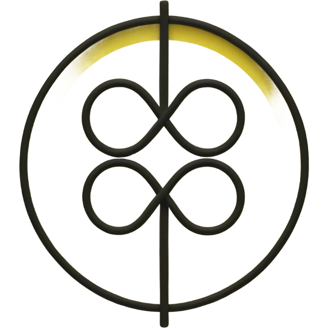 two overlapping circles in a rich yellow color (#FFD700). The circles should be identical in size and overlap by about 30-40% in the center, creating a vesica piscis shape. The design should be clean and minimal with a solid fill emoji