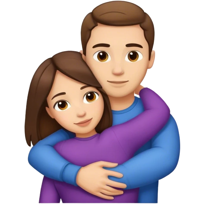 Woman and man brunette back hug emoji
