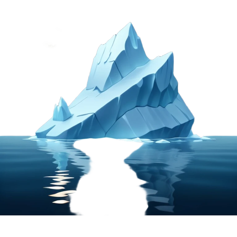 A 3D iceberg in Apple Memoji style, no face, smooth and glossy, floating in dark ocean at night, soft moonlight, subtle reflections, minimal style. A tiny ship in the distance approaching. Pixar-style render, cinematic and clean.
 emoji