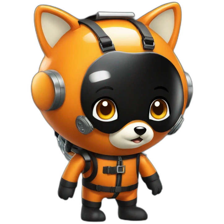 fox in black rubber shiny diving suit emoji