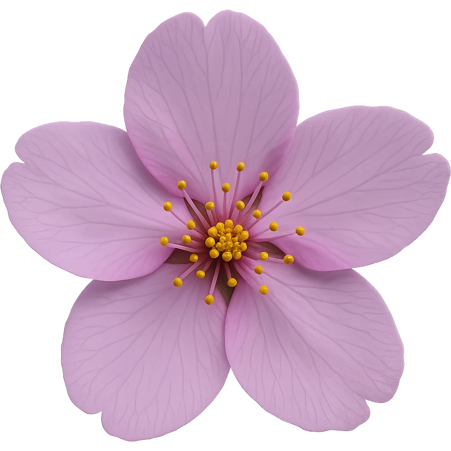 show  one purple cherry blossom, remove background emoji