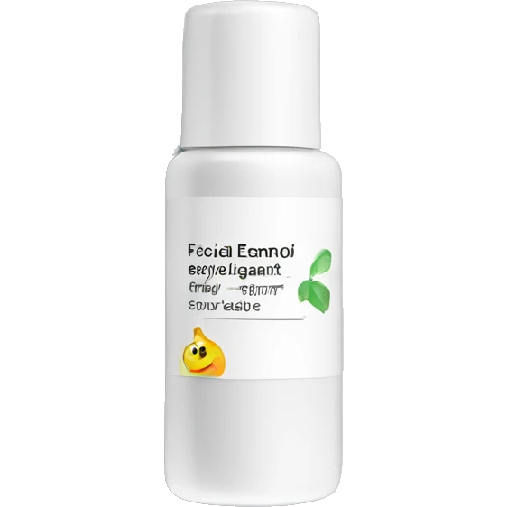 tiny facial exfoliant bottle with label emoji
