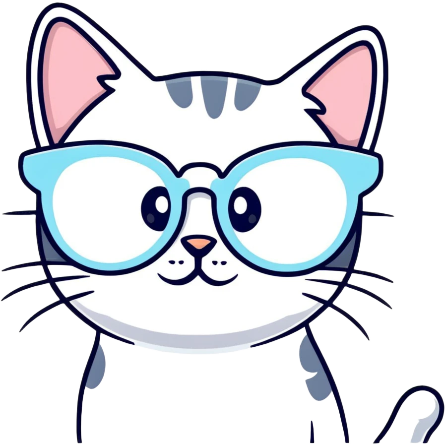 cat-eye pastel blue glasses with slight shimmer emoji