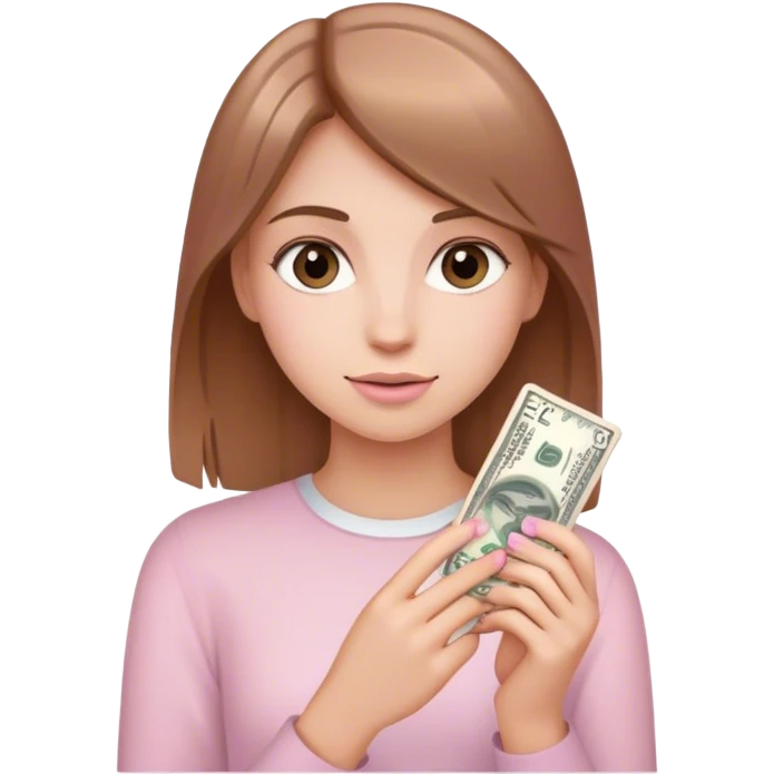 Girl with fair skin wearing light pink has straight hair holding 25 in hand emoji