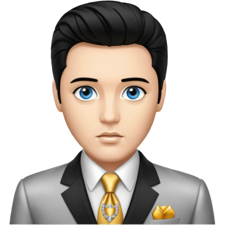 Elvis Presley with Blue eyes, black hair, silver  and gold suit emoji