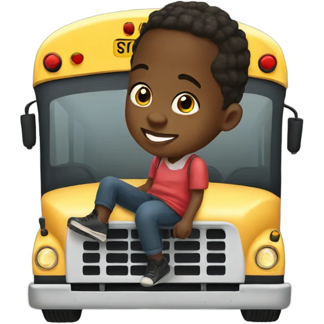 Down syndrome black kid on a school bus emoji