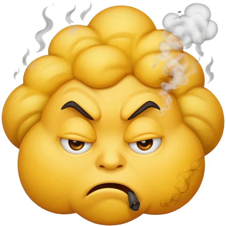 mad emoji, frowning, scrunched face, smoke puffs, very expressive emoji
