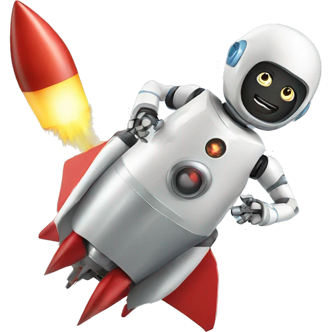 robot riding a rocket  emoji