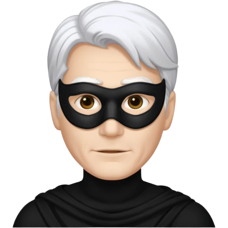 Мужчина с белыми волосами в черный маске emoji