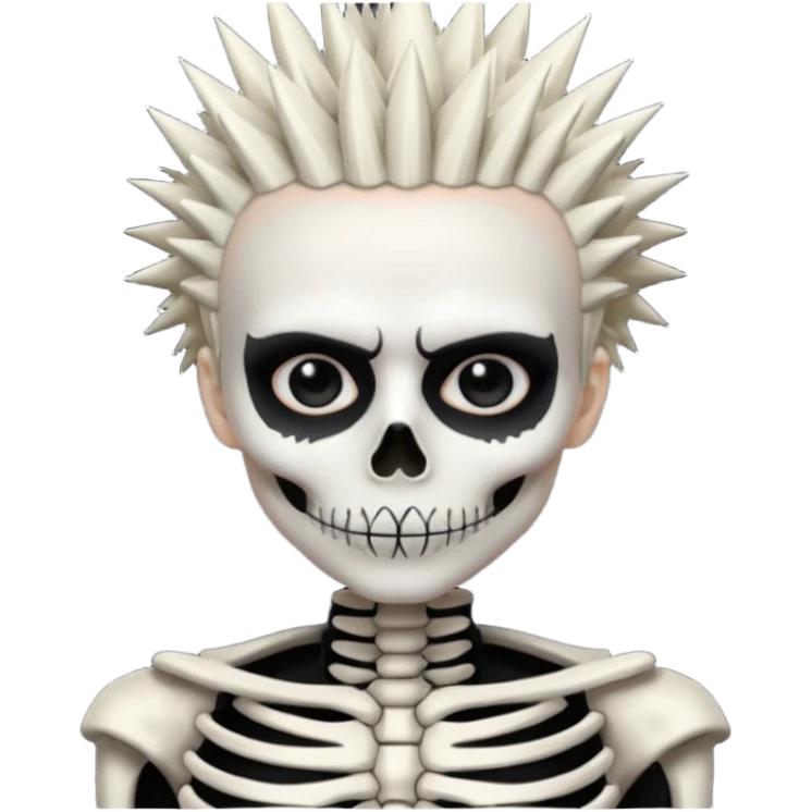 spiky hair guy with skeleton makeup emoji