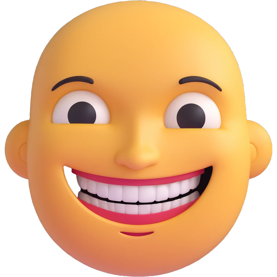face with a wide grin and dead inside eyes, conveying a forced or hollow smile emoji