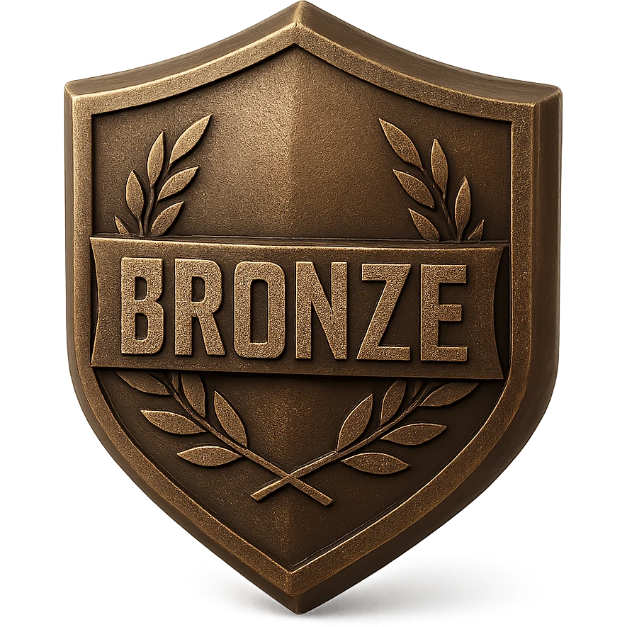 BGMI Bronze tier badge, metallic bronze color, shield shape, simple, game rank icon emoji