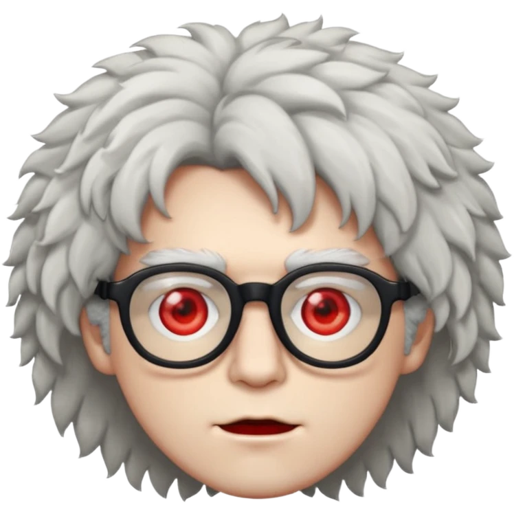 guy with fluffy hair , glasses and red eyes like from weed emoji