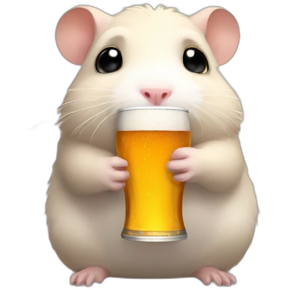 sad hamster holding a beer emoji