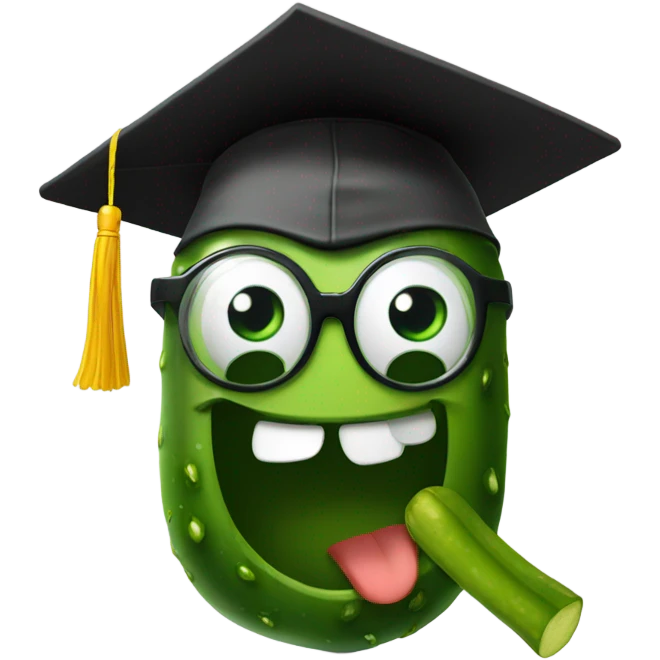 pickle happy face add glasses and graduation cap emoji
