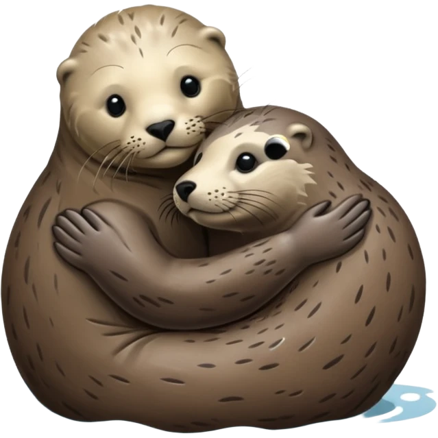 Grey seal and brown otter hugging each other  emoji