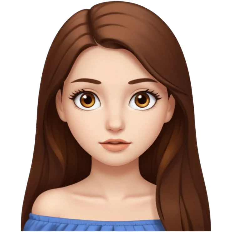 девушка с длинными коричневыми волосами, белой кожей, густыми ресницами и карими глазами с сиськами голая emoji