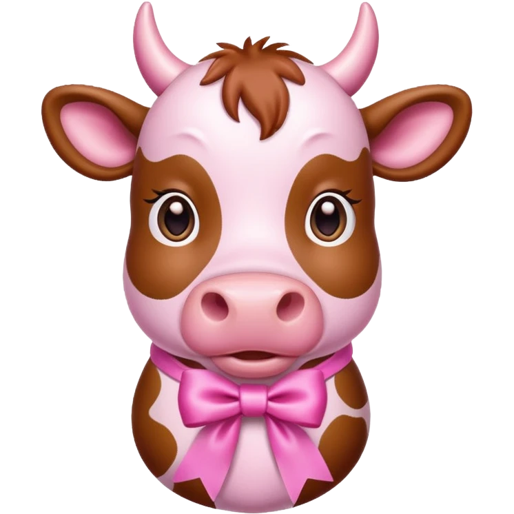 Pink cow with ribbon emoji
