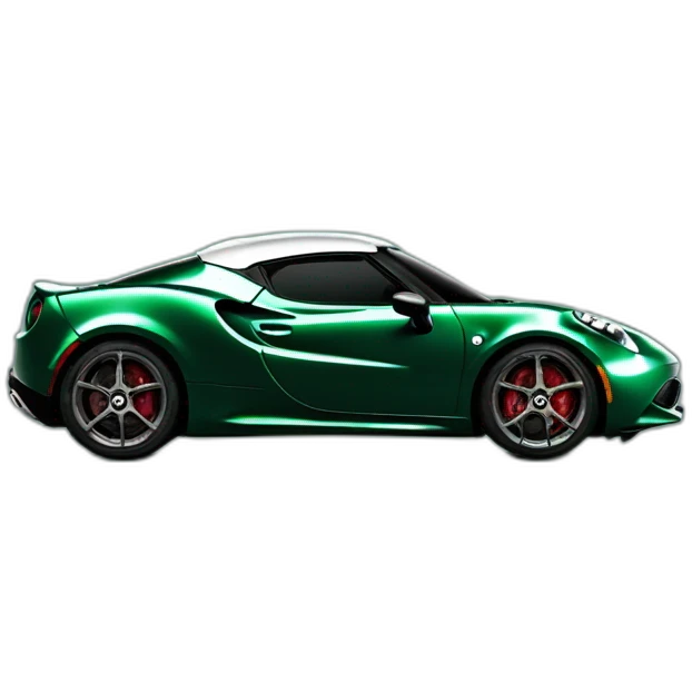 British racing green Alfa Romeo 4C 3/4 emoji