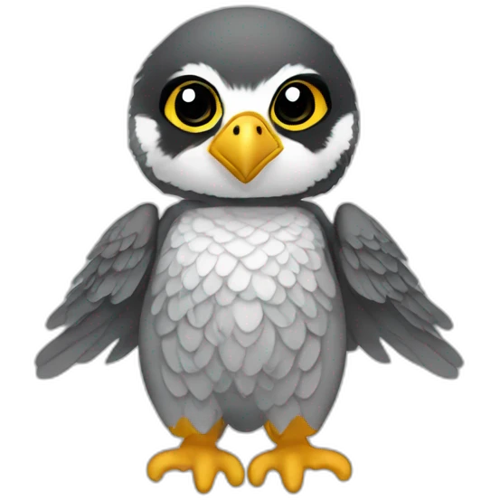 Baby Peregrine falcon with suit emoji