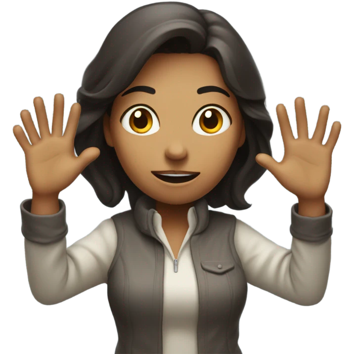 woman in horror hands up full body emoji